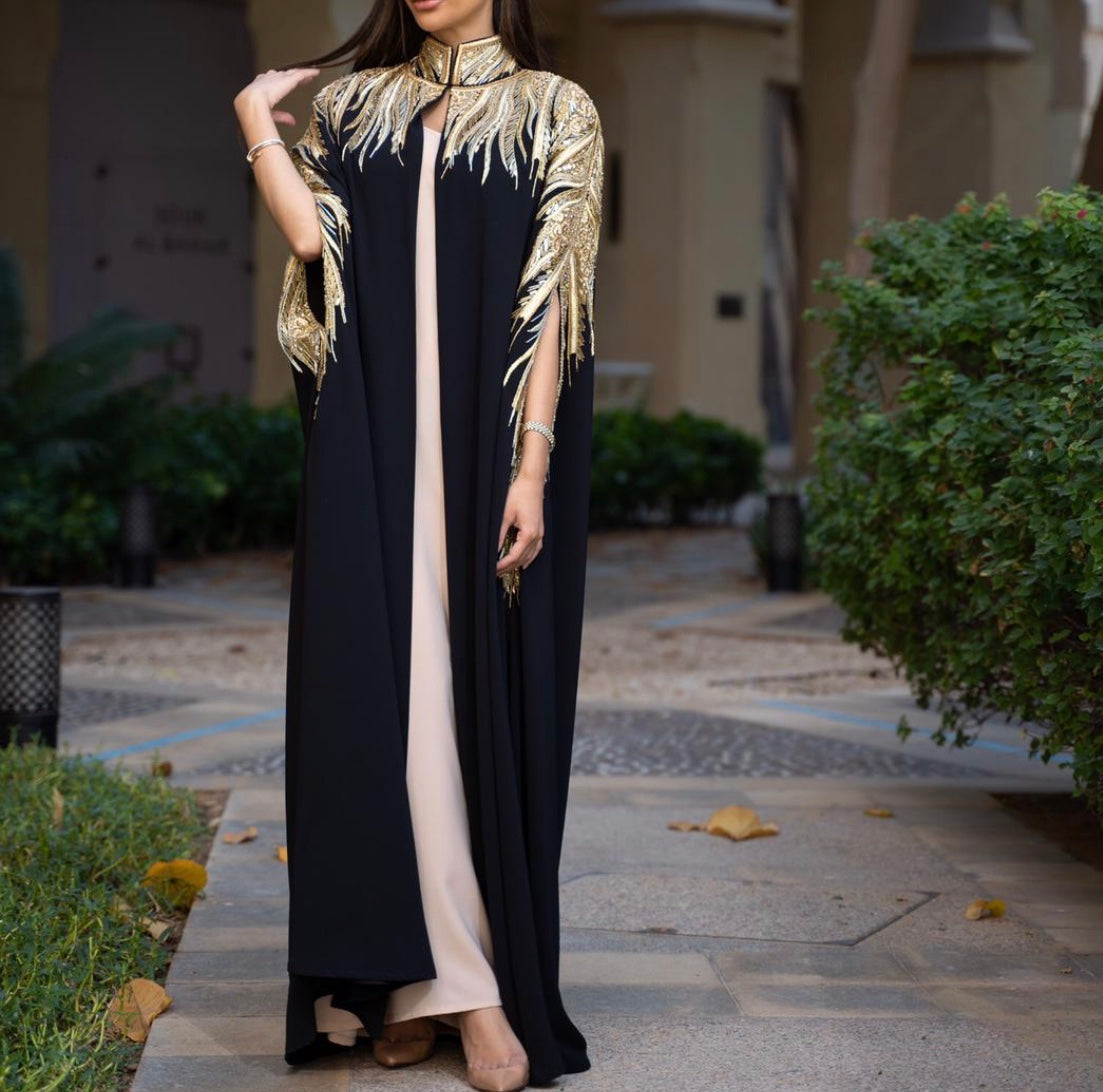 RAM19 SHAMSA BLACK EMBELLISHED CAPE