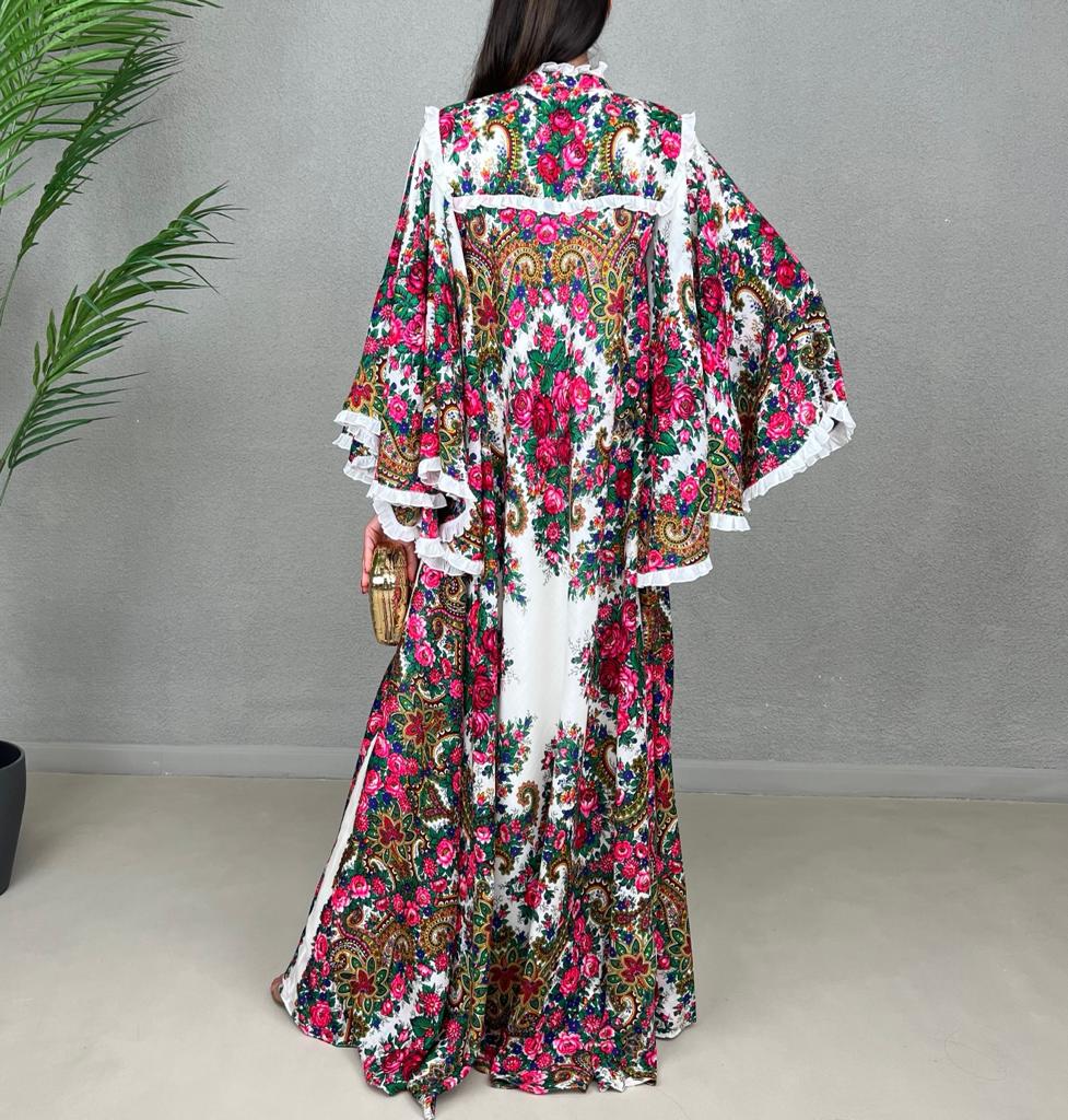 SS22 FOLK PRINT COTTON FLARE DRESS