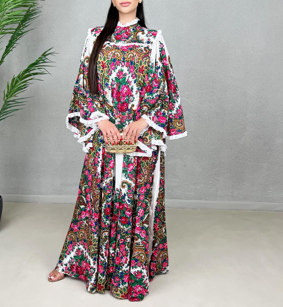 SS22 FOLK PRINT COTTON FLARE DRESS