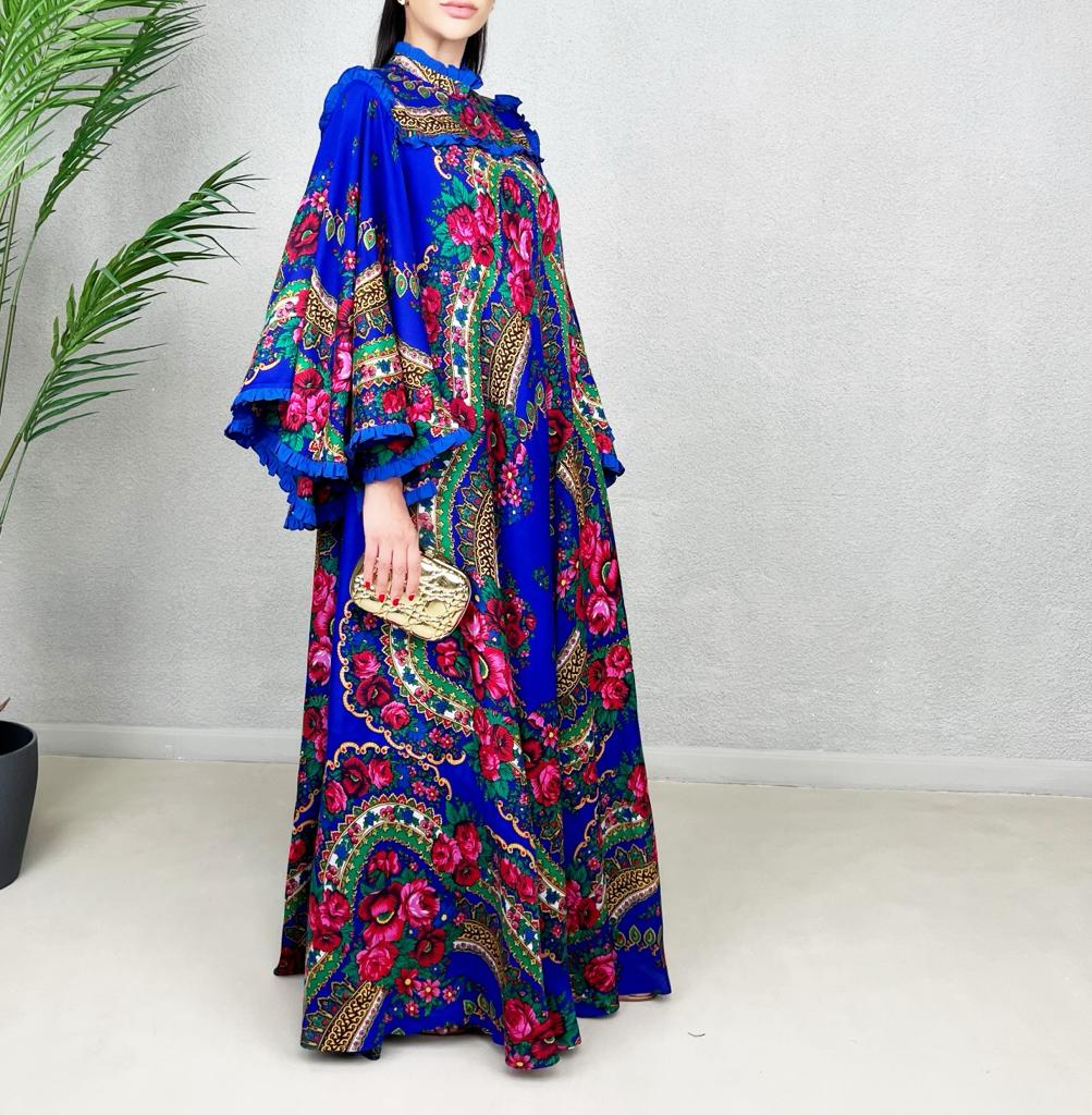 SS22 FOLK PRINT COTTON FLARE DRESS