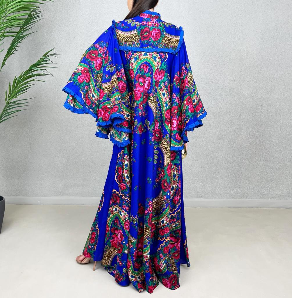 SS22 FOLK PRINT COTTON FLARE DRESS