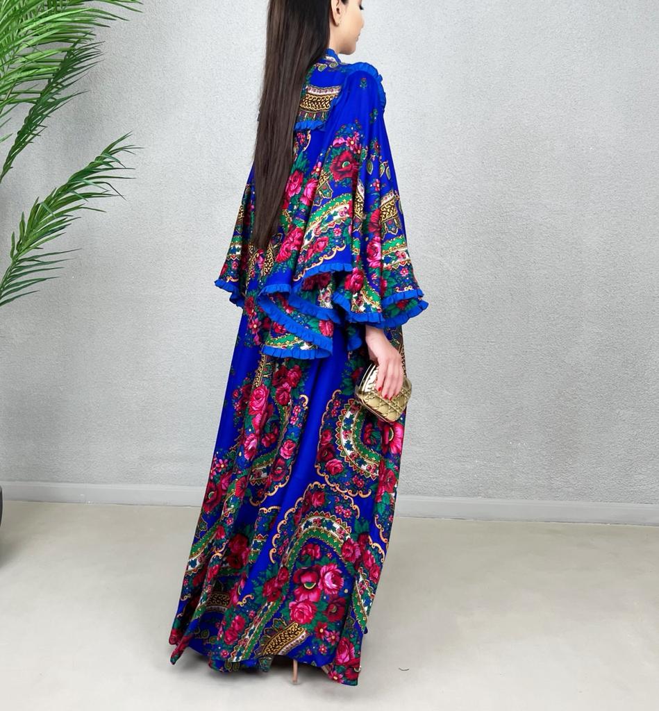 SS22 FOLK PRINT COTTON FLARE DRESS