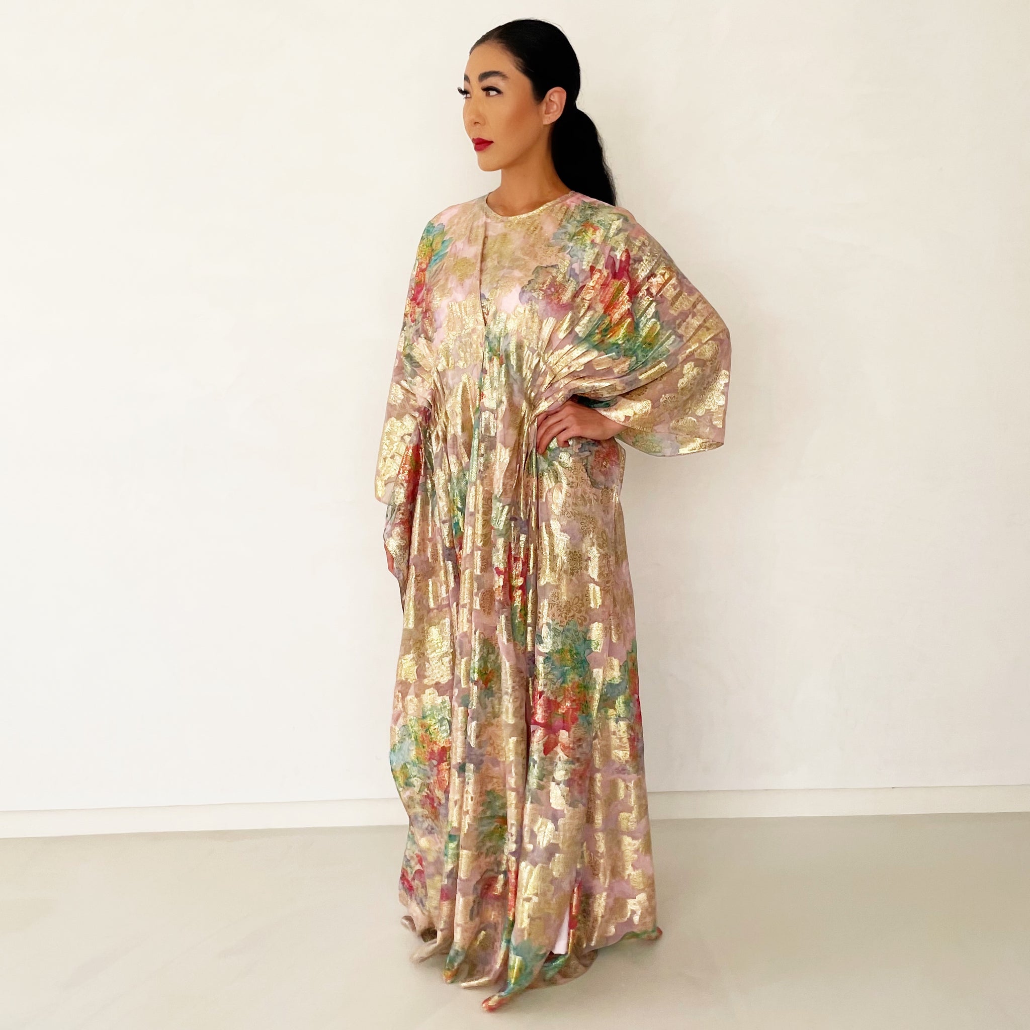 RAM22 VIBRANT FRENCH LAMÉ CHIFFON KAFTAN