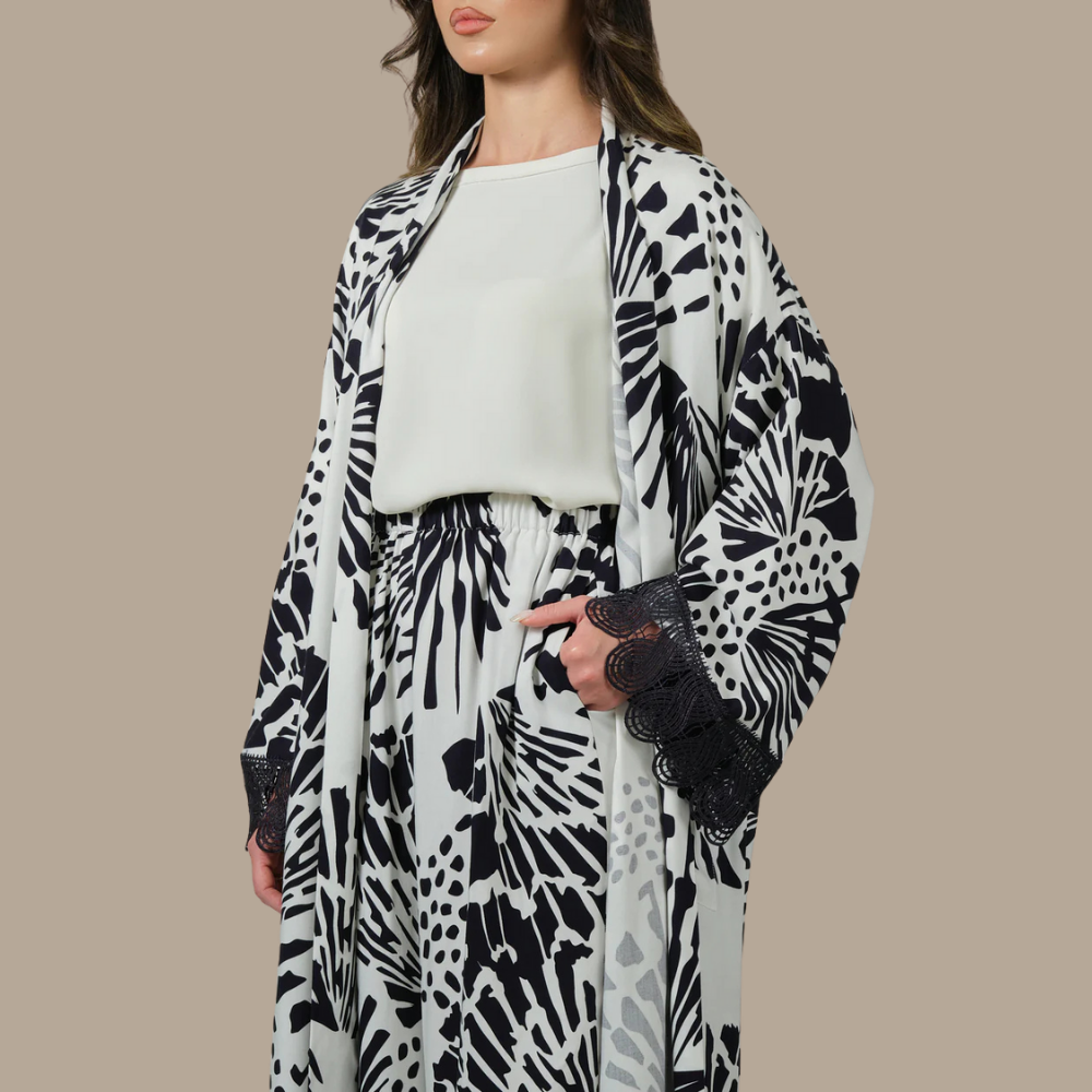 RAM25 PRINTED ABAYA PALAZZO SET