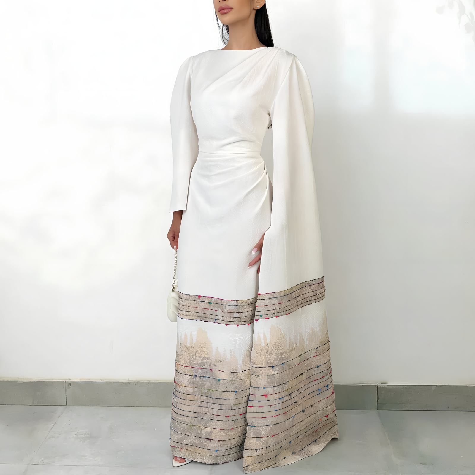 RAM26 FELIZ CREAM DRAPE DRESS