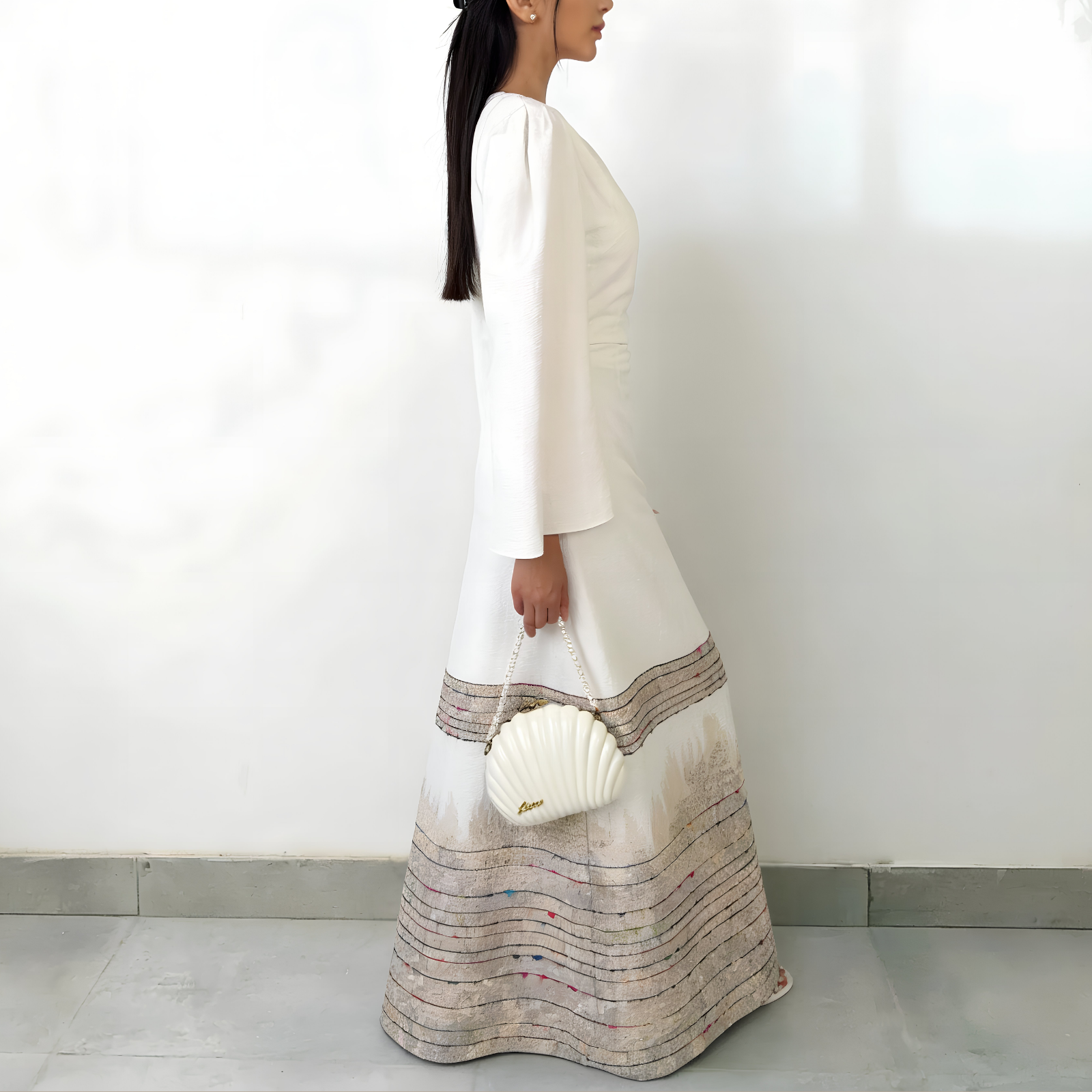 RAM26 FELIZ CREAM DRAPE DRESS