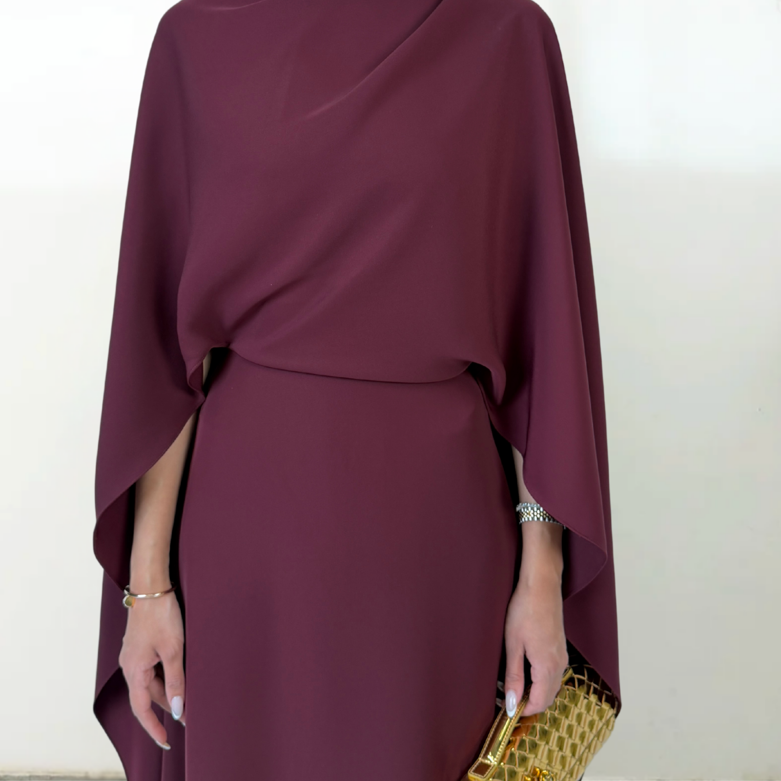 RAM26 FELIZ BURGUNDY DRAPE DRESS