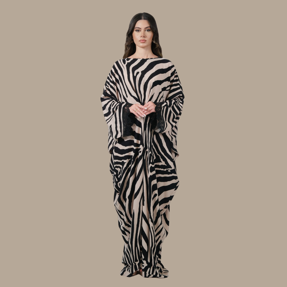 RAM25 JAMILA ZEBRA PRINT KAFTAN