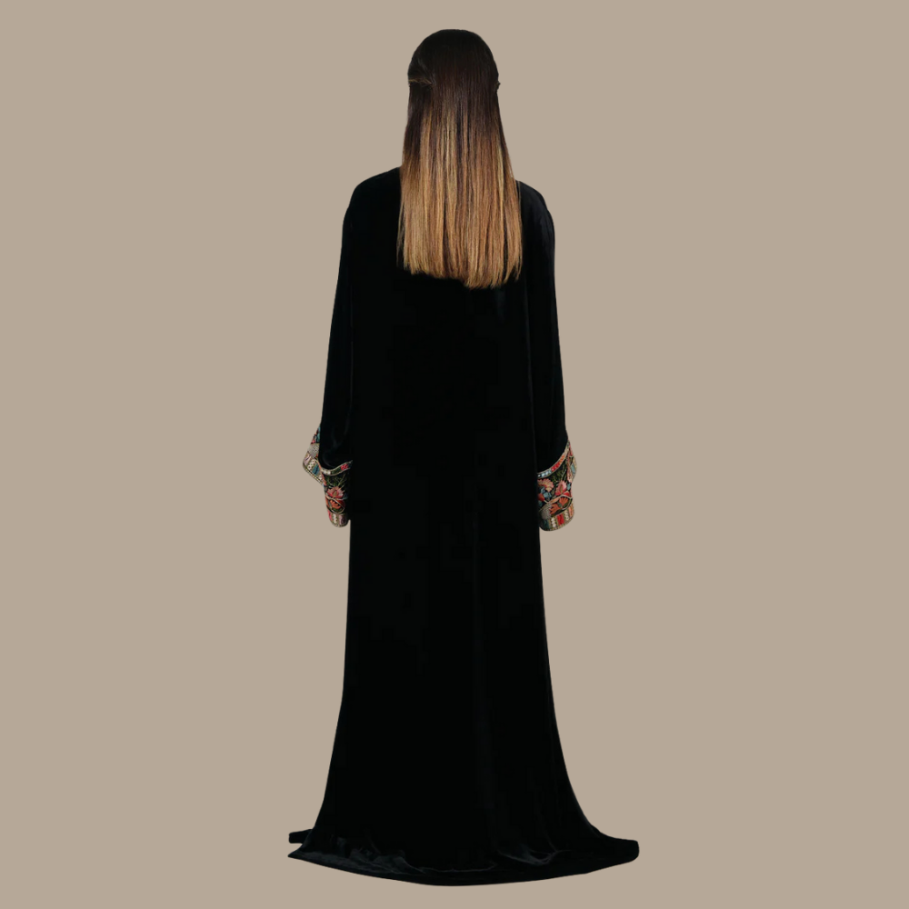 RAM25 BLACK SILK VELVET ABAYA