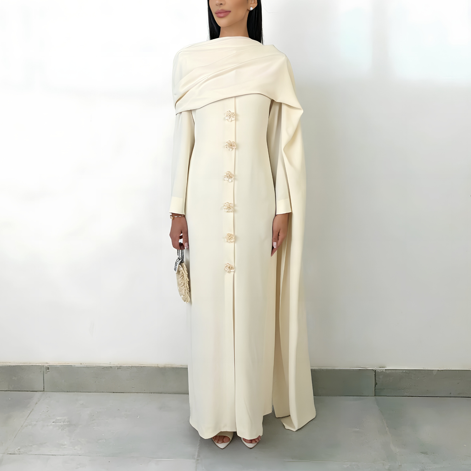 RAM26 ELLA CREAM SHAWL DRESS