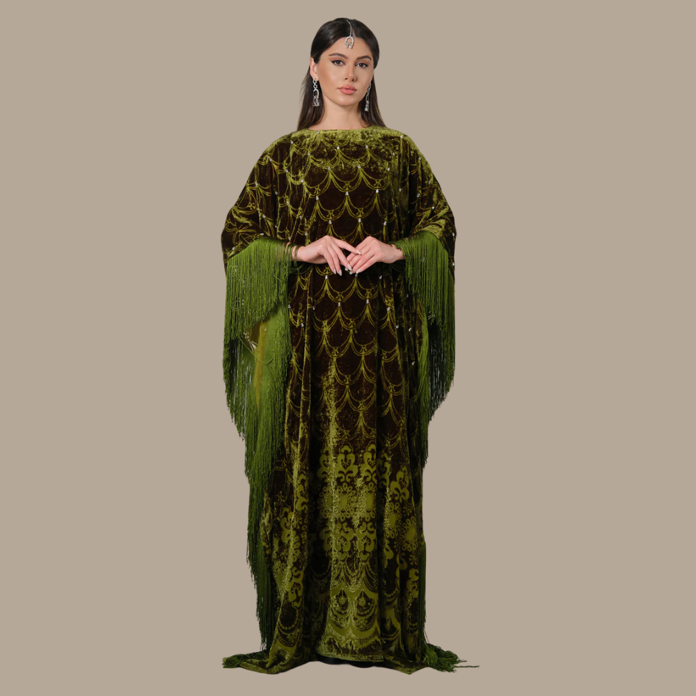 RAM25 MOSS GREEN DEVORE KAFTAN