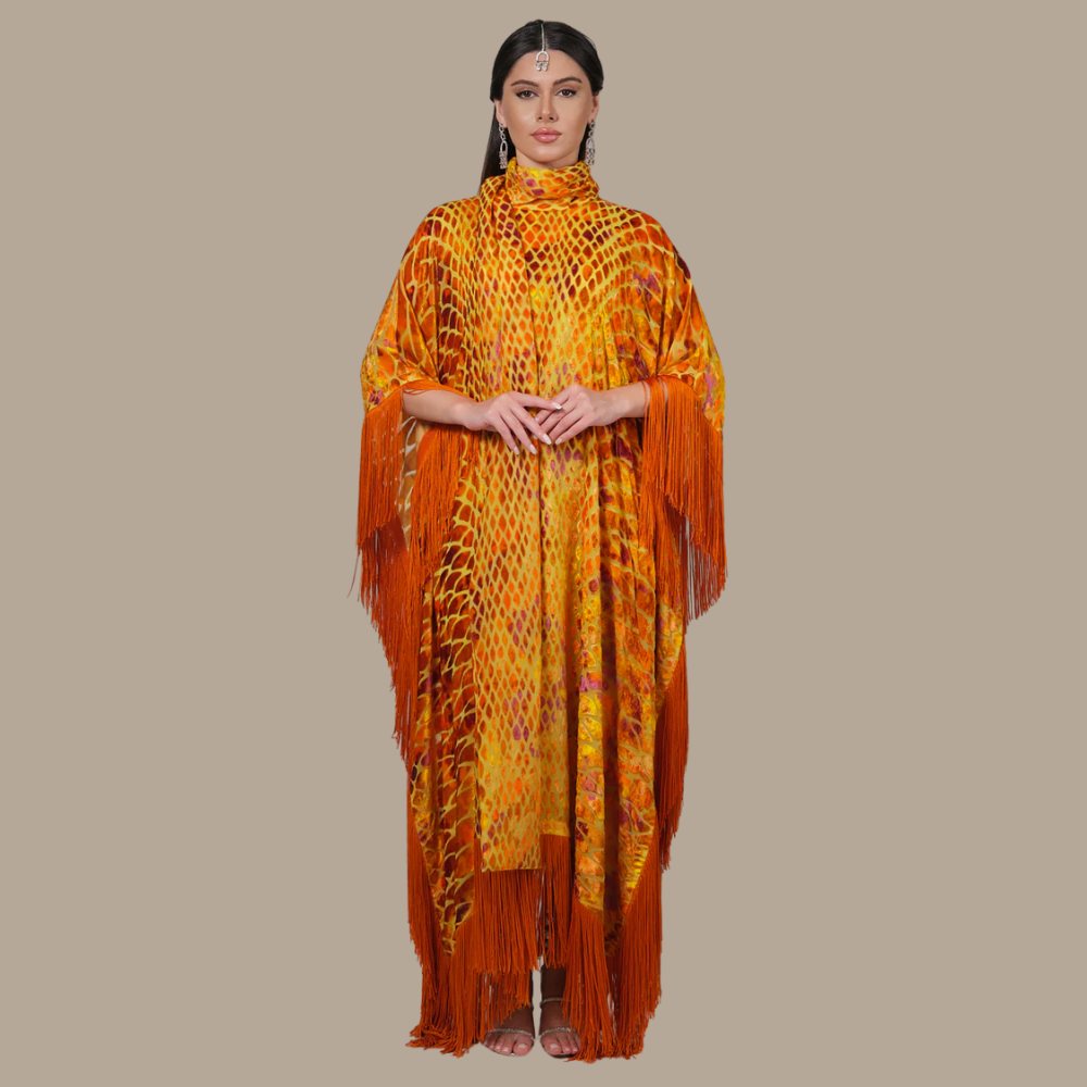 RAM25 ALAIA ORANGE DEVORE KAFTAN