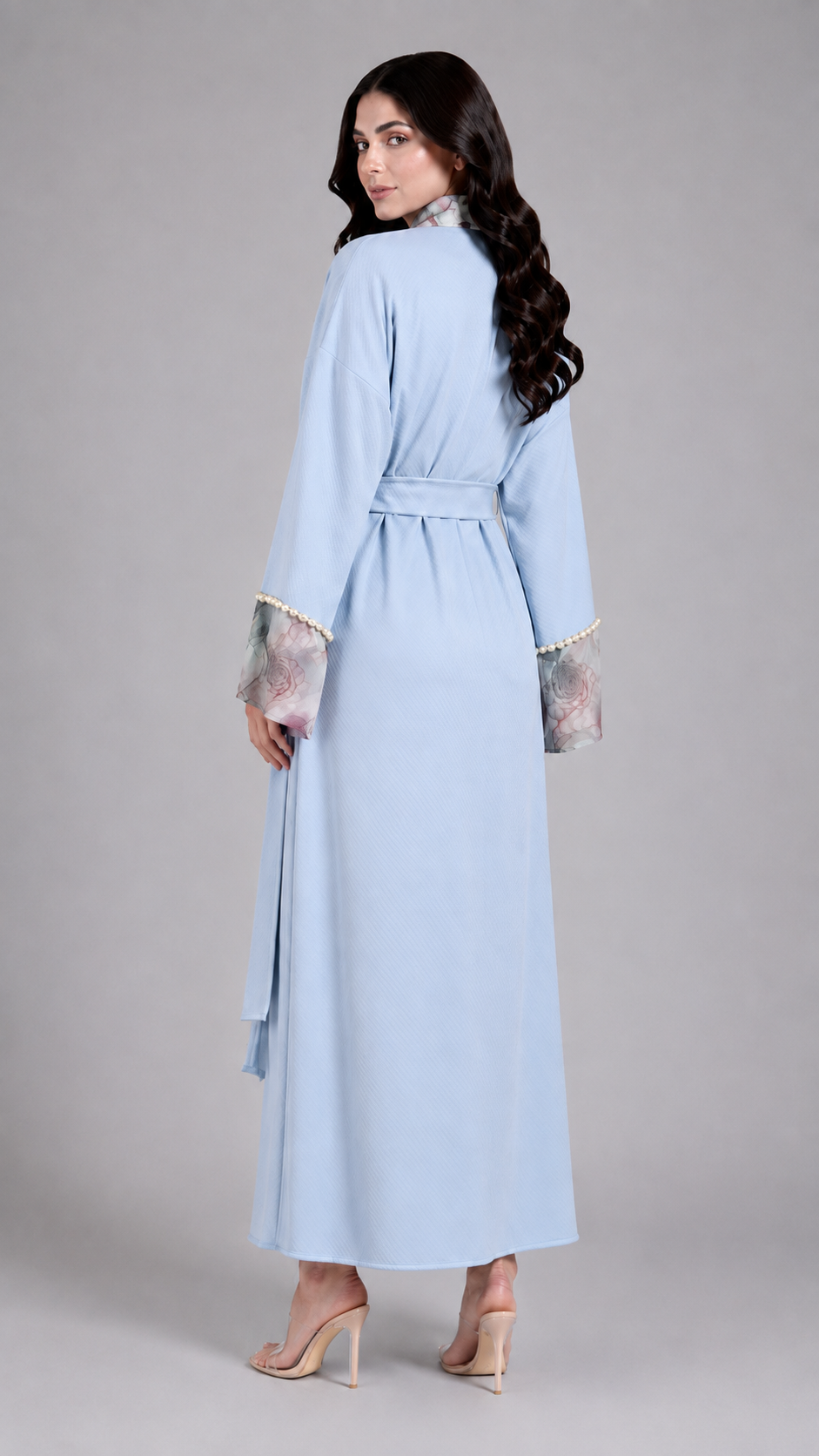 Serene Sky Blue Floral Robe