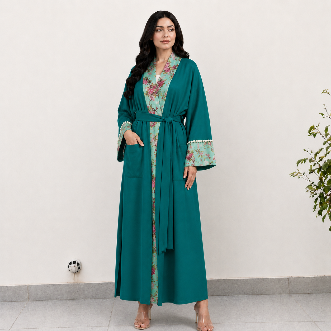 Green floral Elegance Robe