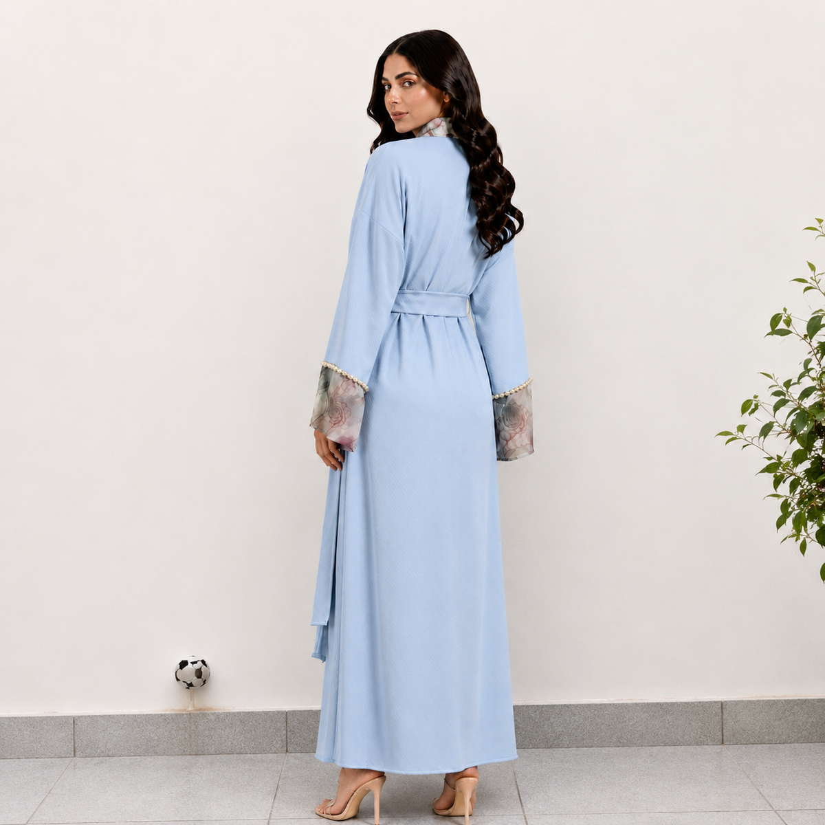 Serene Sky Blue Floral Robe