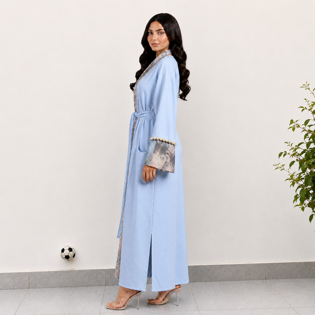 Serene Sky Blue Floral Robe