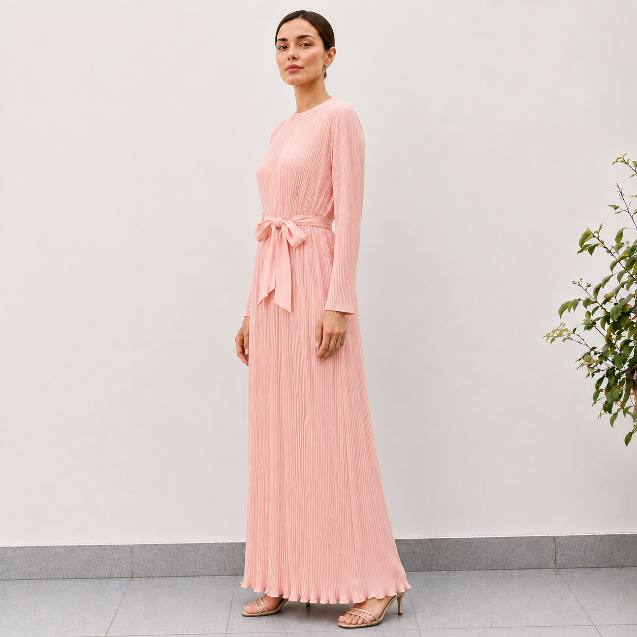 Stunning Pink Pleated Dress