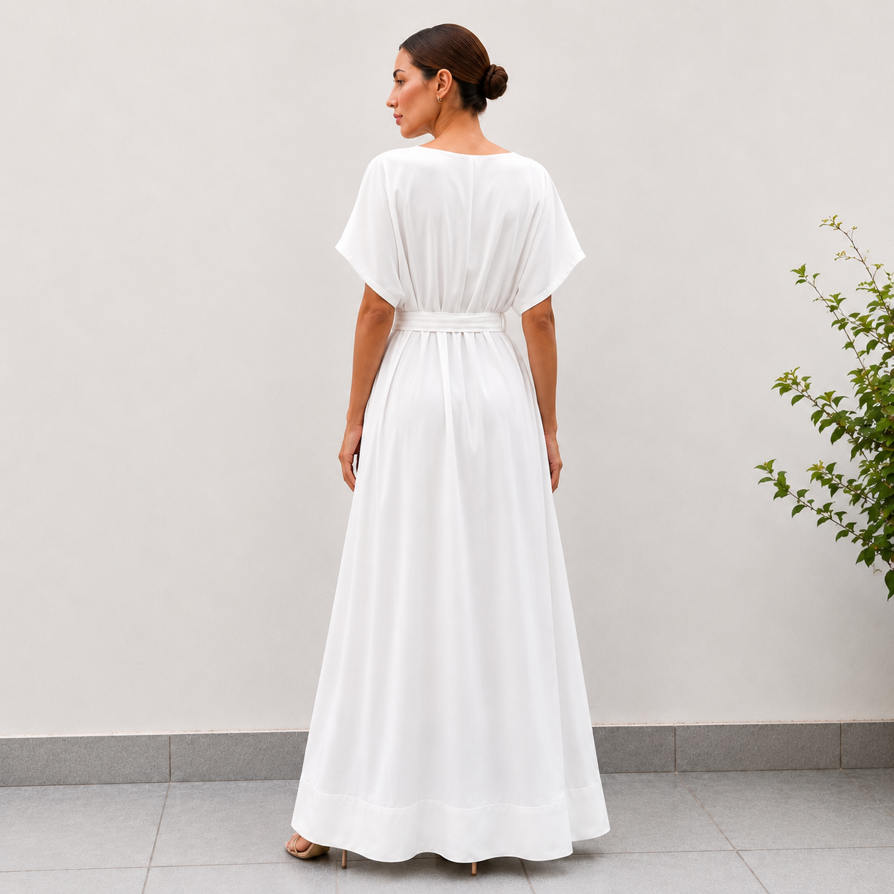 MATT SATIN TUNIC DRESS WITH PIN TUCK DETAILS