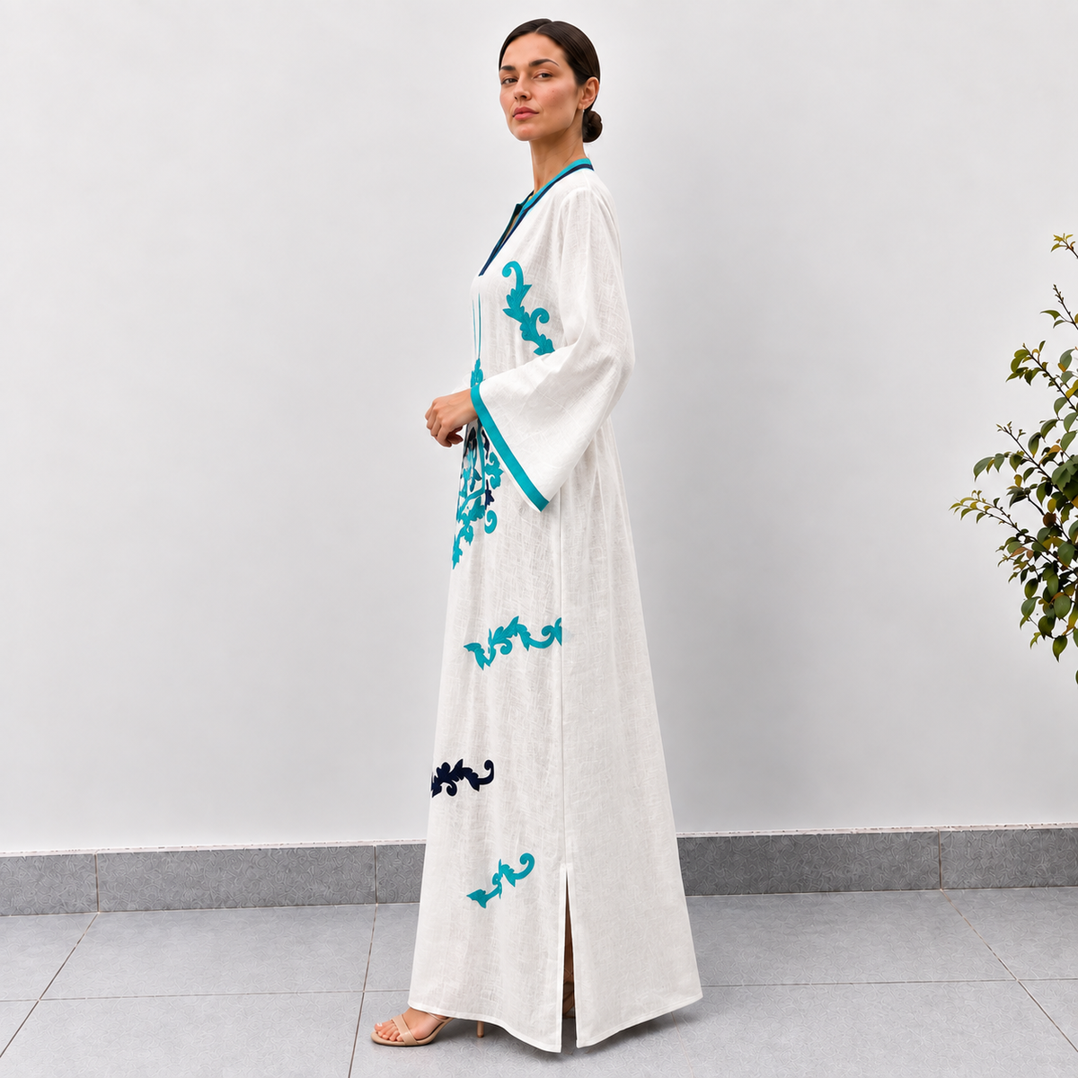 Noor Turquoise Embroidered Maxi Dress