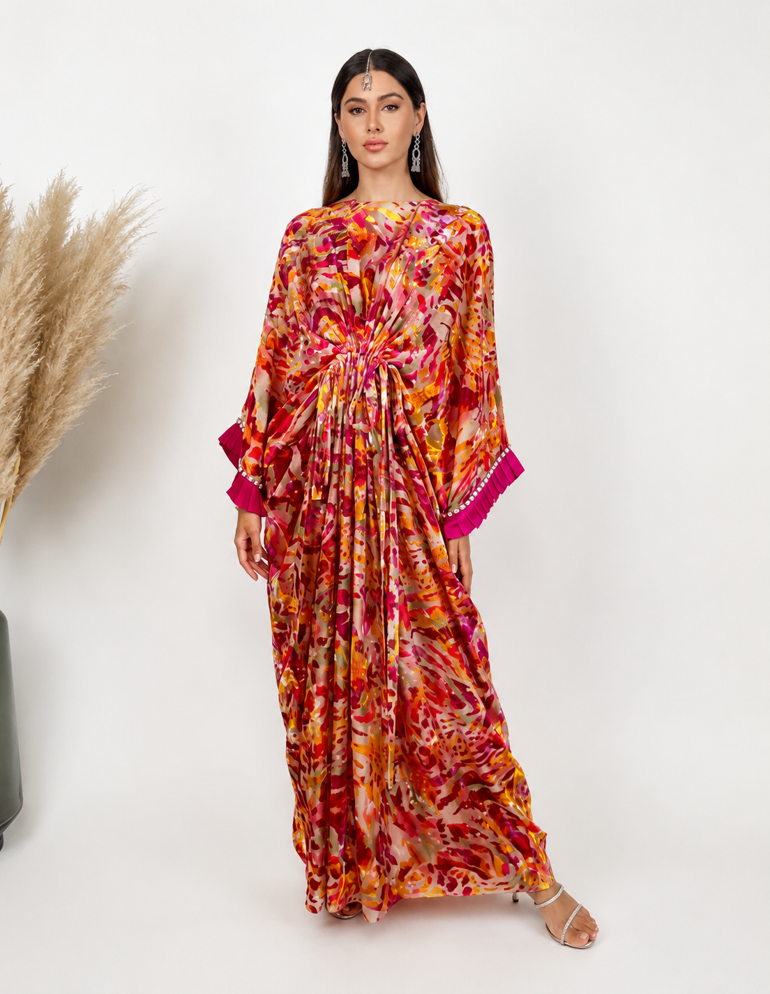 RAM24 ELISE PINK DEVORÉ KAFTAN