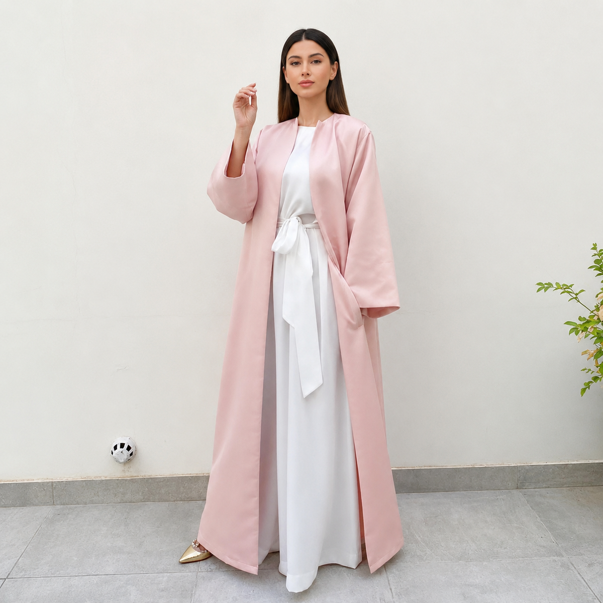 RAM20 ROSE PINK TAFFETA  ABAYA