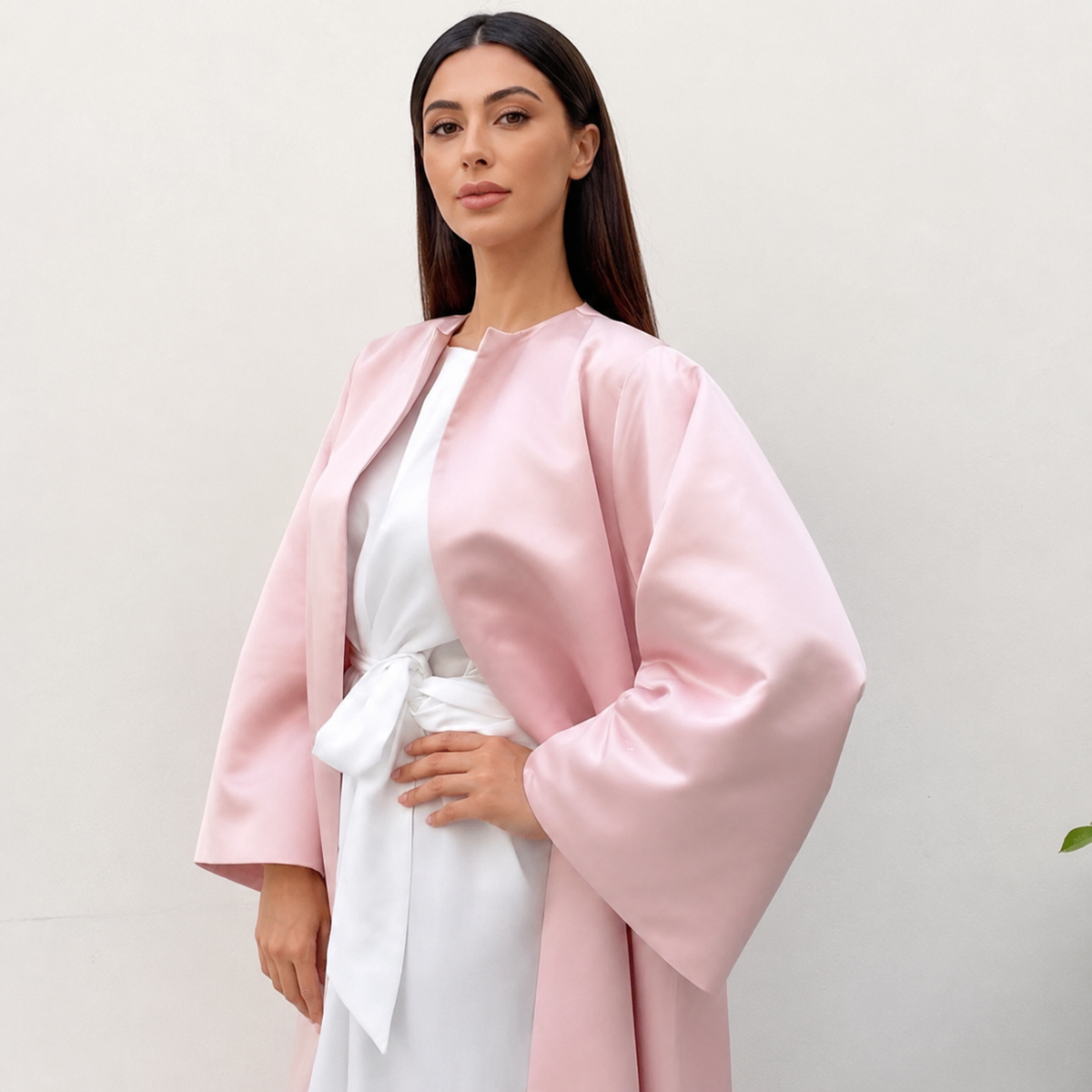 RAM20 ROSE PINK TAFFETA  ABAYA