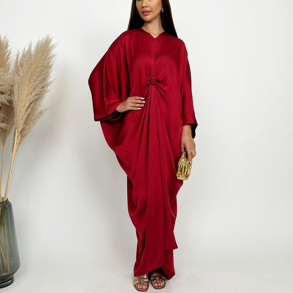 RAM24 JAMILA MAROON KNOT KAFTAN