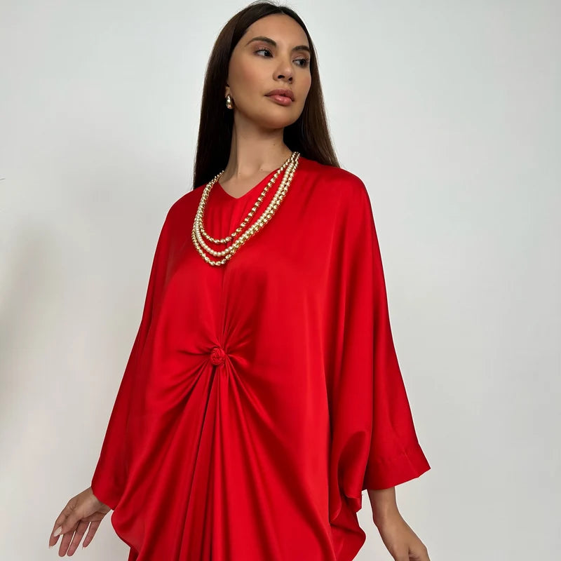 JAMILA SCARLET KNOT KAFTAN