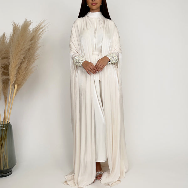 RAM24 MIMI OFF-WHITE SHAWL ABAYA SET