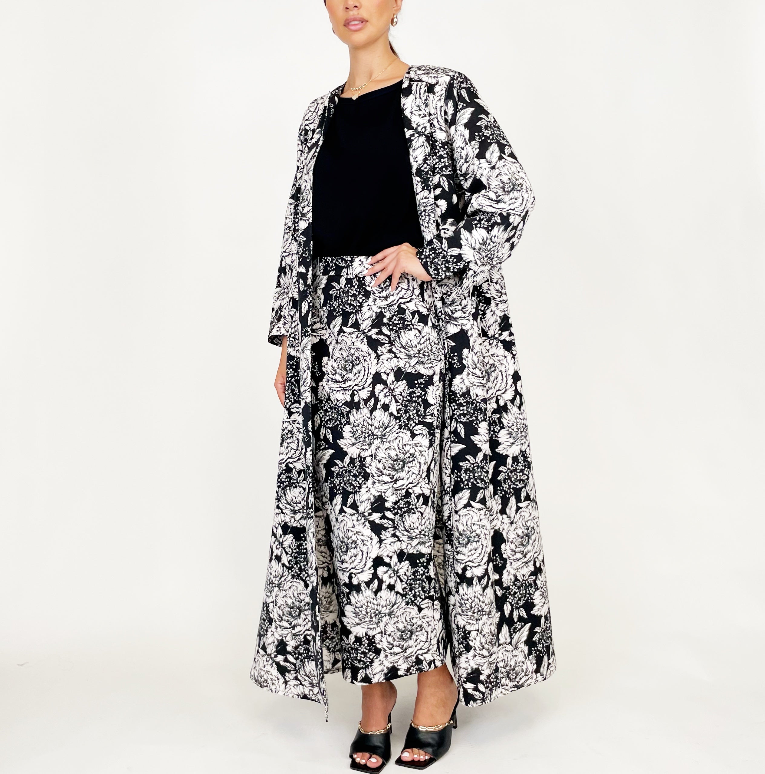AW24 PRINTED JACKET ABAYA WITH SKIRT
