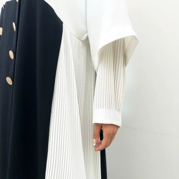 MONOCHROME ABAYA WITH WHITE