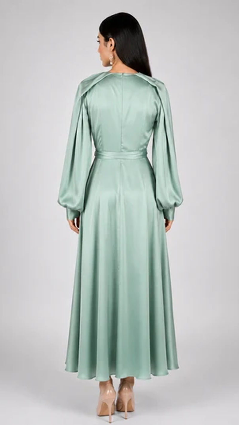 ELLA LONG SLEEVE TUNIC DRESS IN MATT SATIN