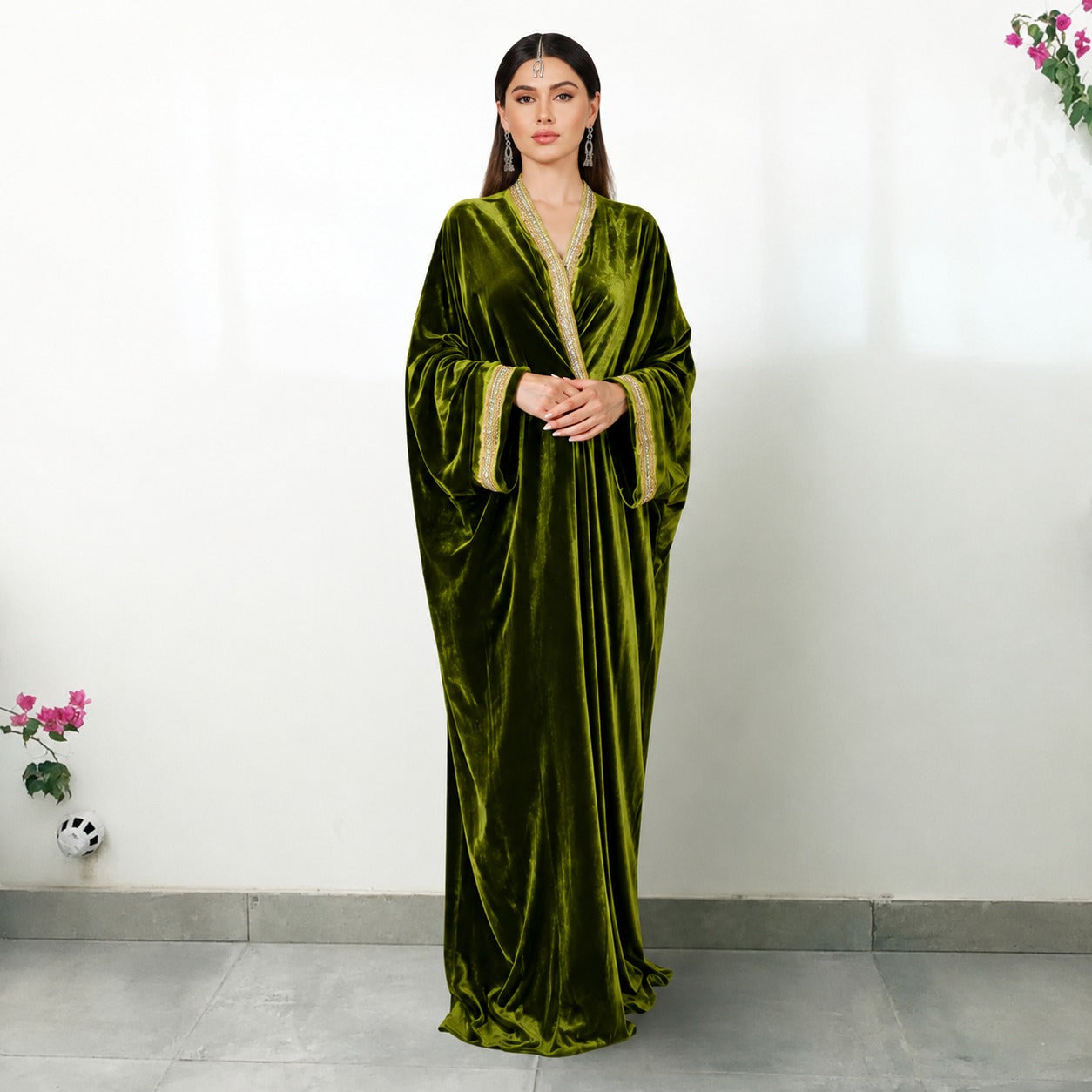 RAM26 JAMILA KNOT VELVET KAFTAN
