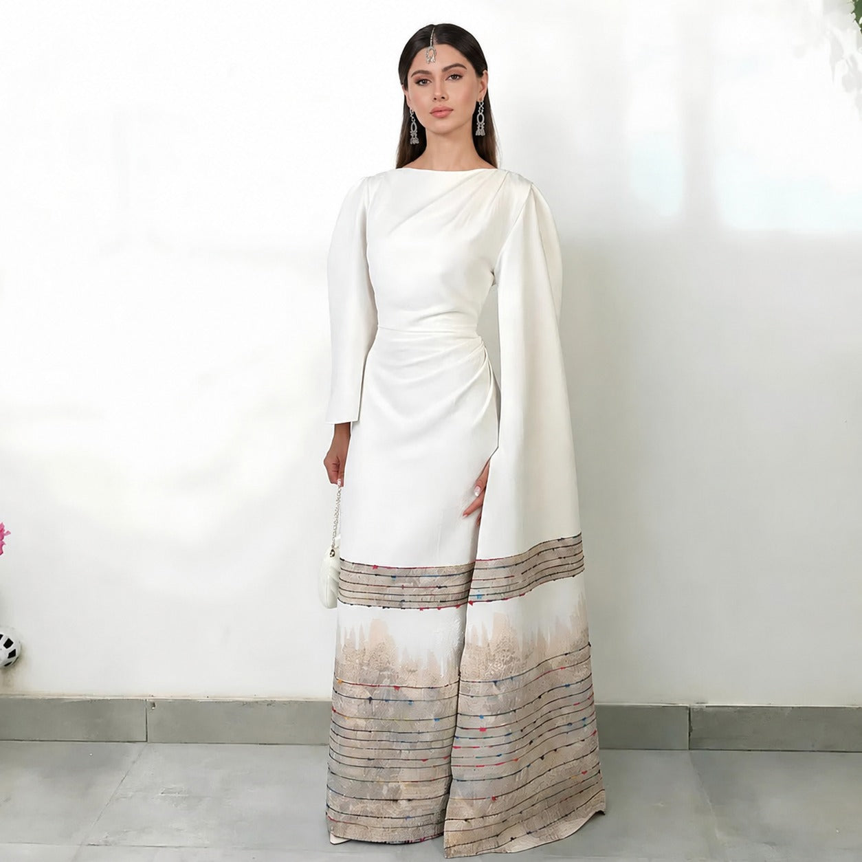 RAM26 FELIZ CREAM DRAPE DRESS