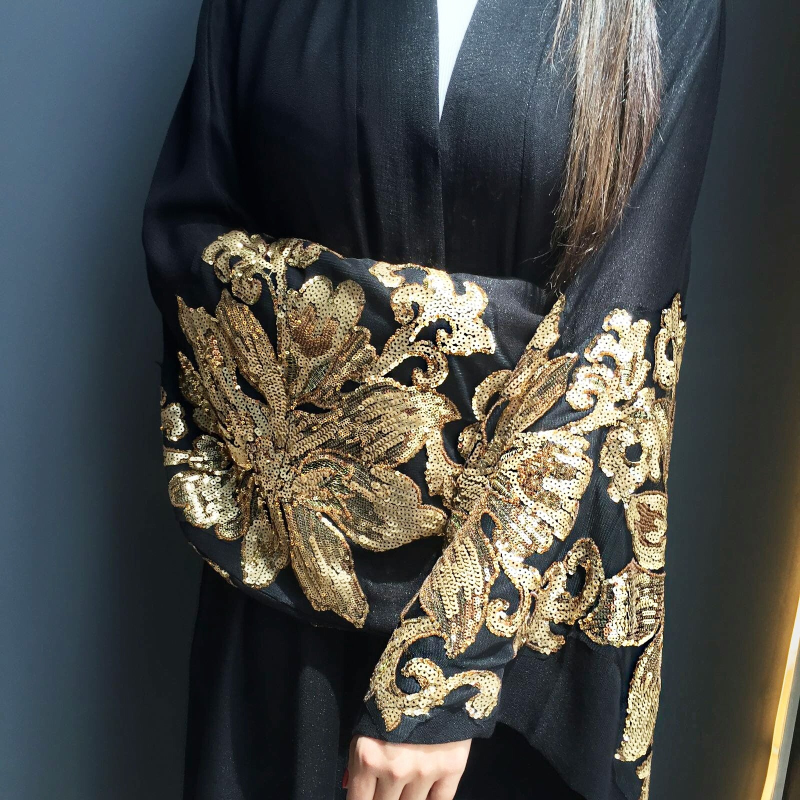 Limited Edition Abaya Linen mix with Sequins