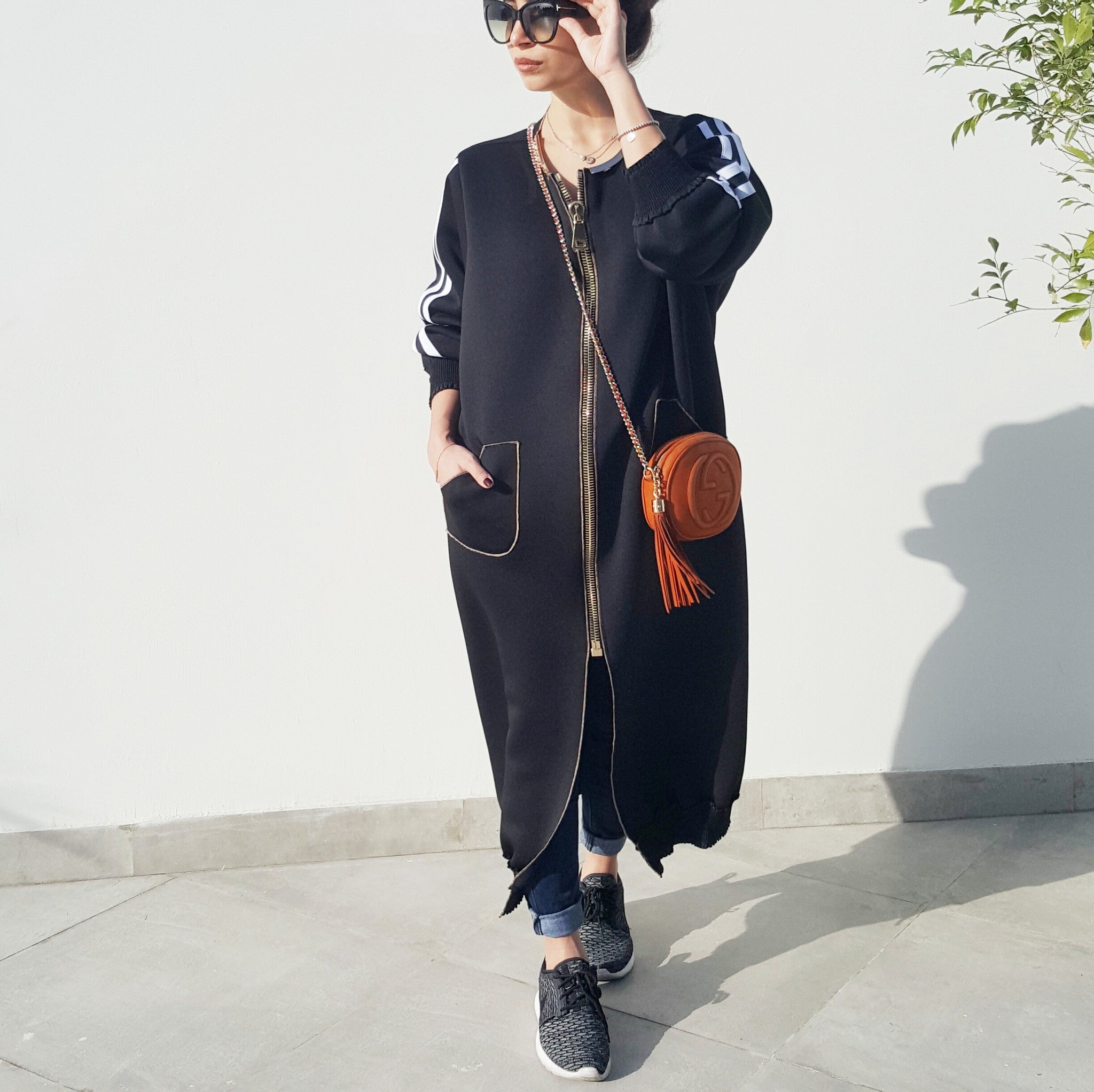 SPORTSLUXE  "NYC" Zipped Sweatshirt Abaya