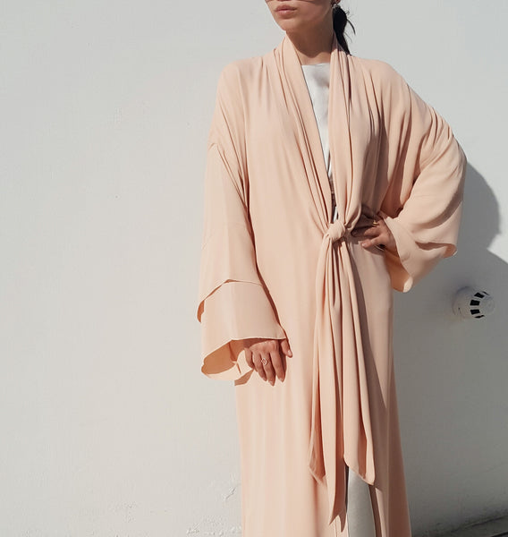 QABEELA SIGNATURE ABAYA IN NUDE