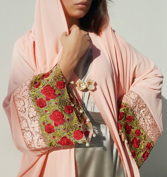 salmon pink abaya