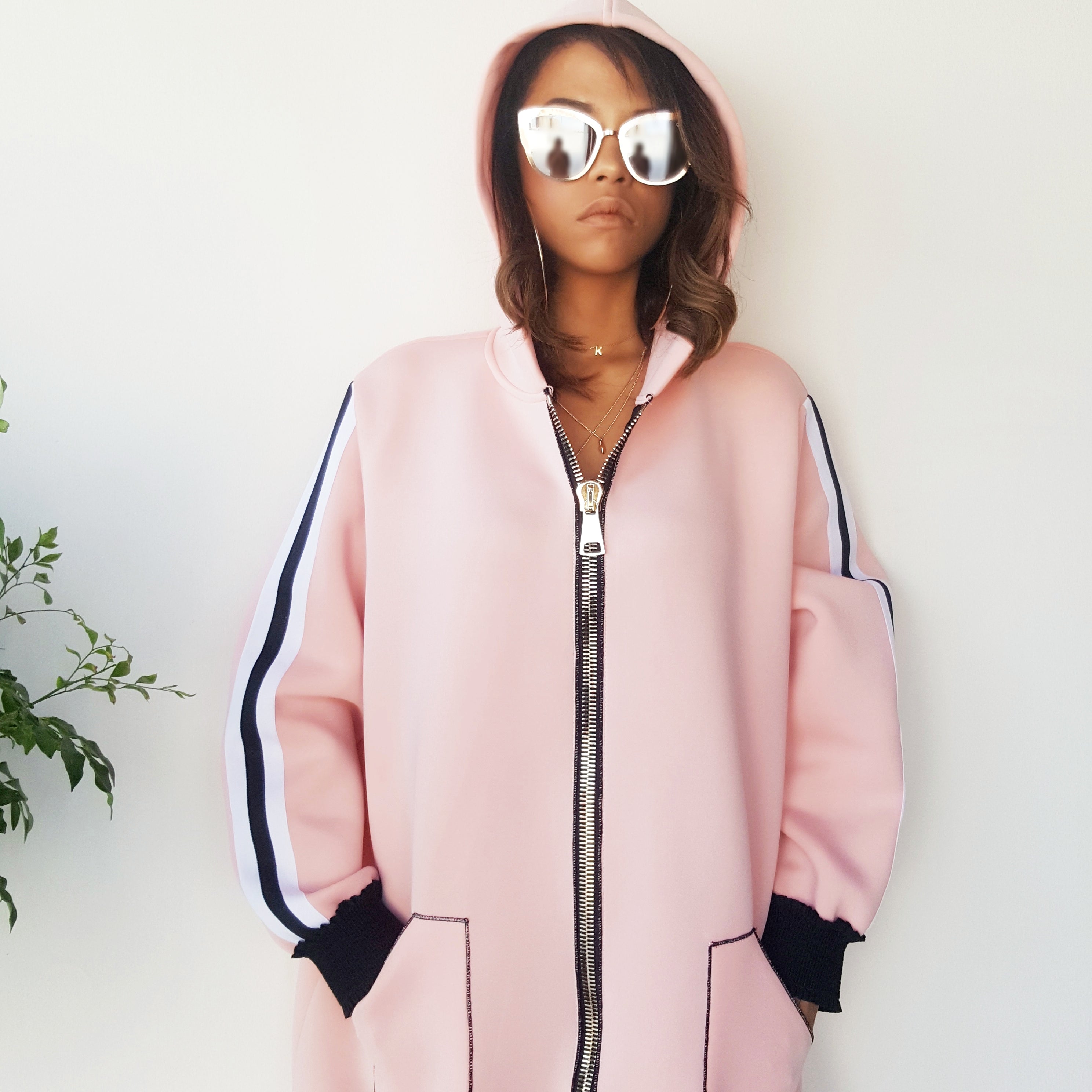 AW17 NYC LONG  PINK HOODIE ABAYA