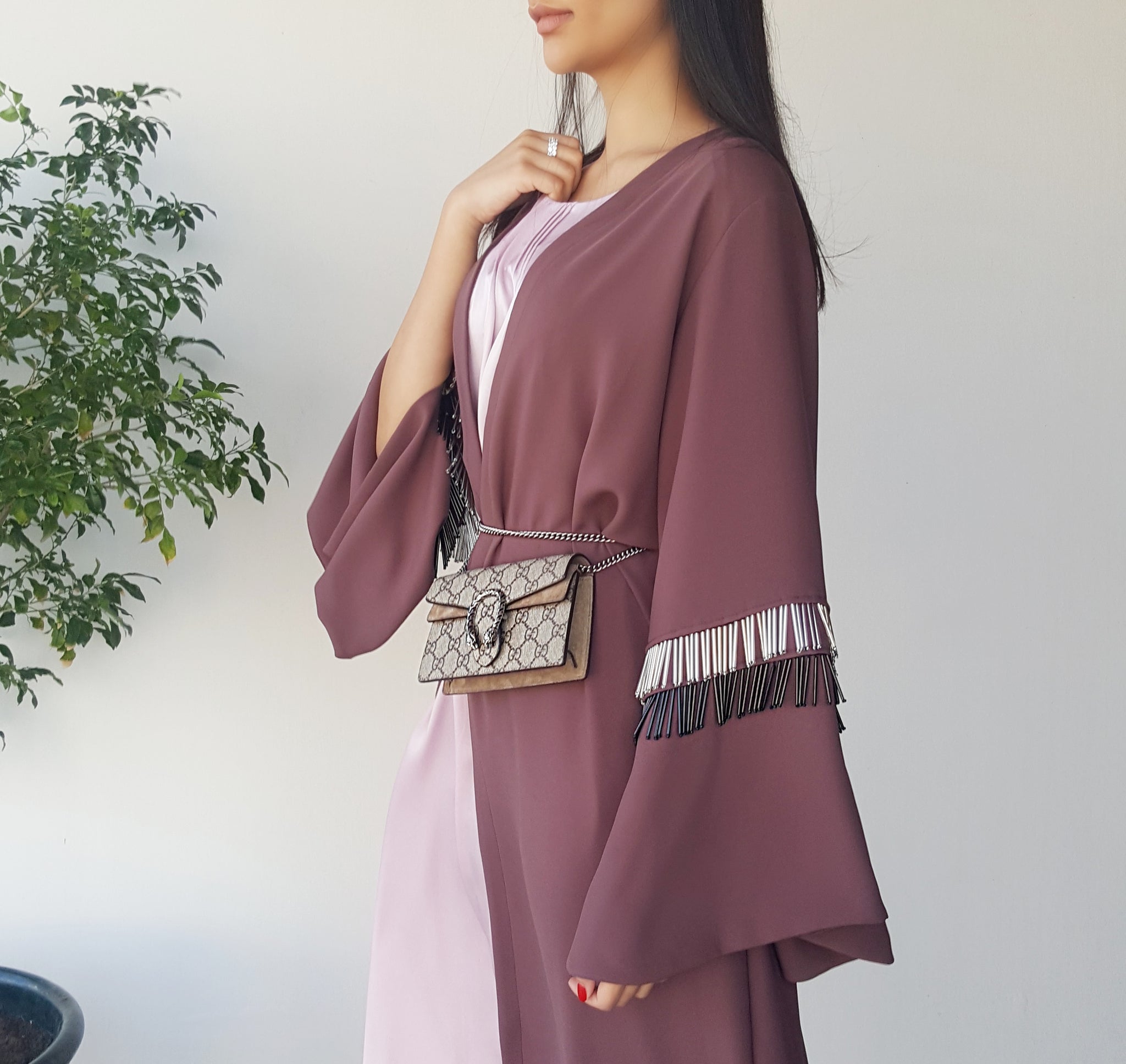 SS18 GRAPE BEADED TASSLE ABAYA