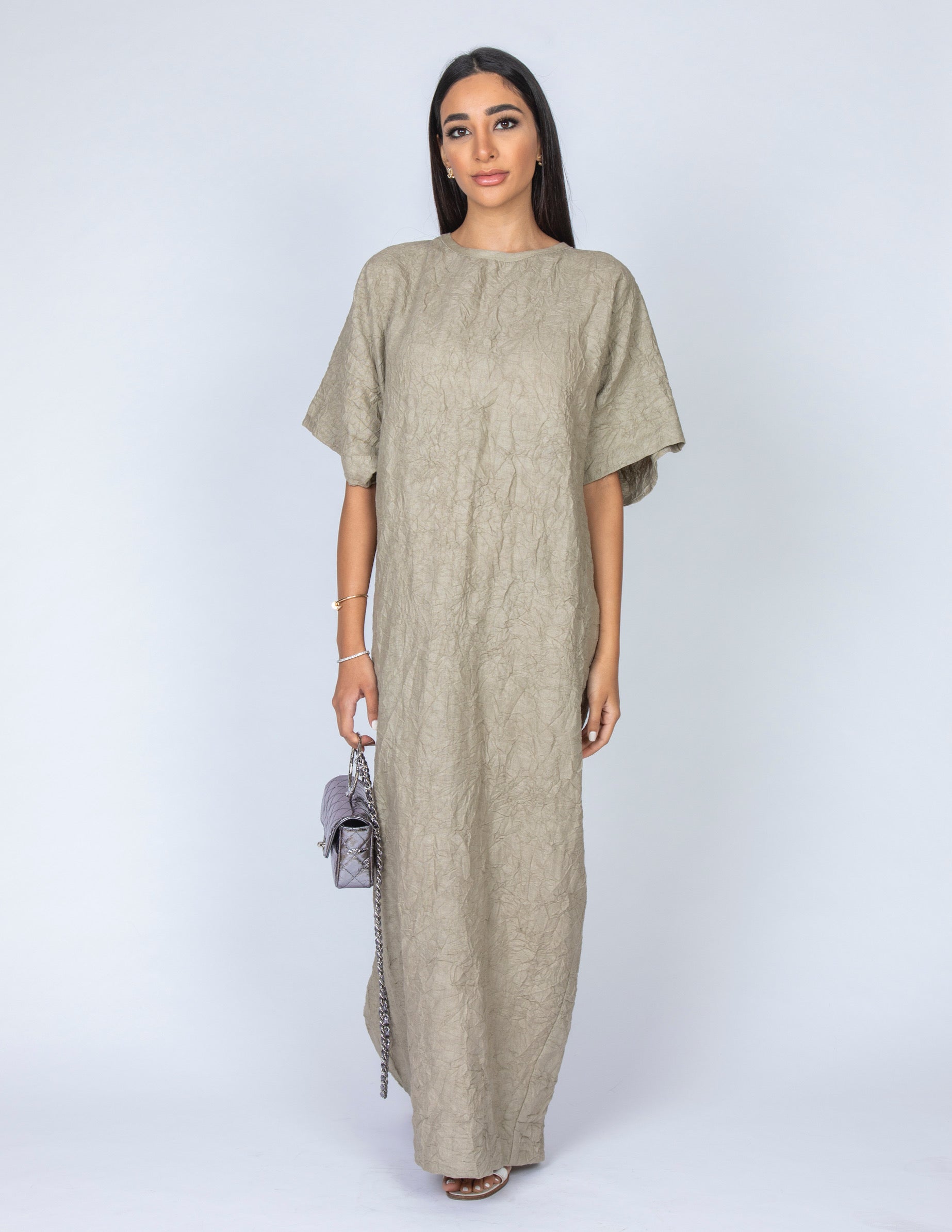 SS20 ORGANIC CRUSHED LINEN T SHIRT DRESS