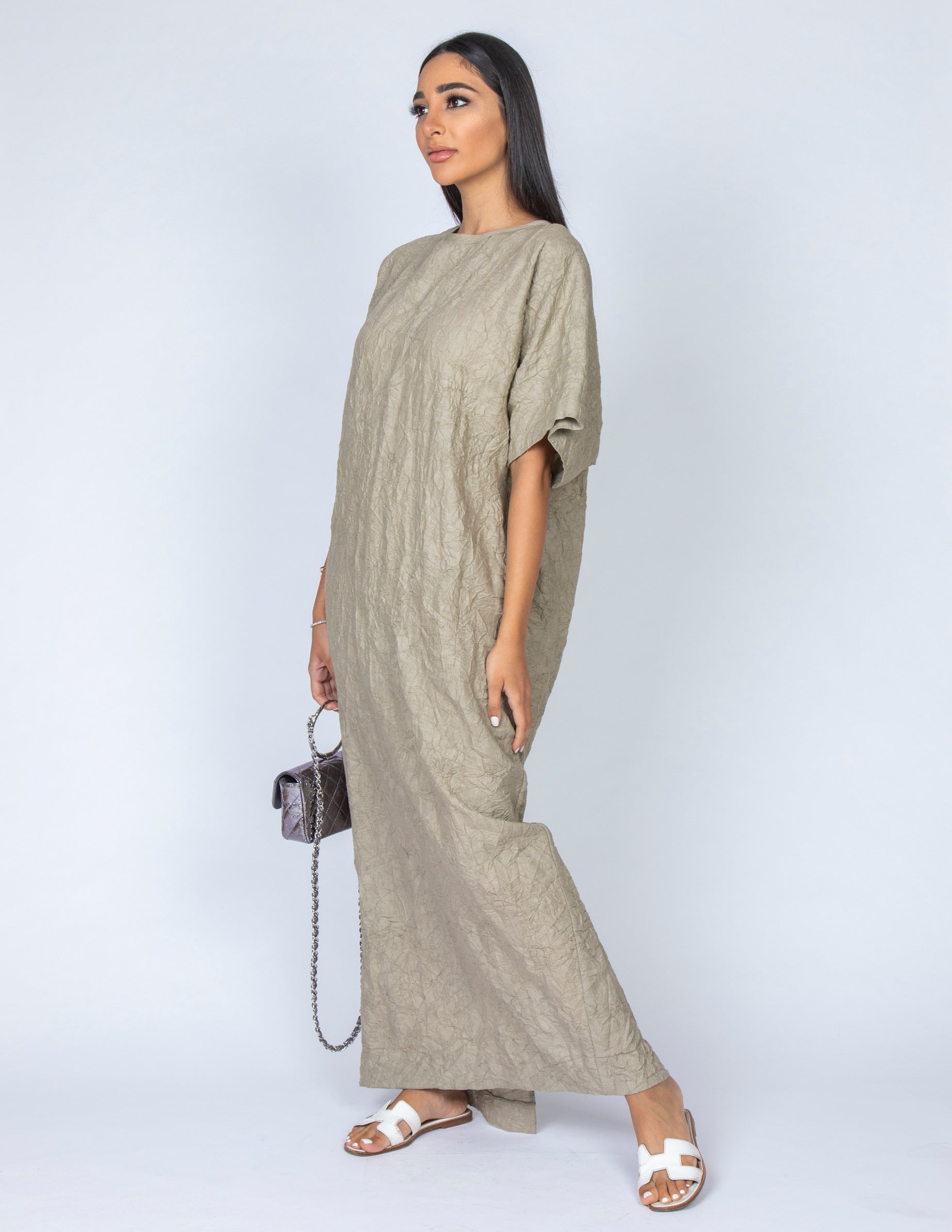 SS20 ORGANIC CRUSHED LINEN T SHIRT DRESS