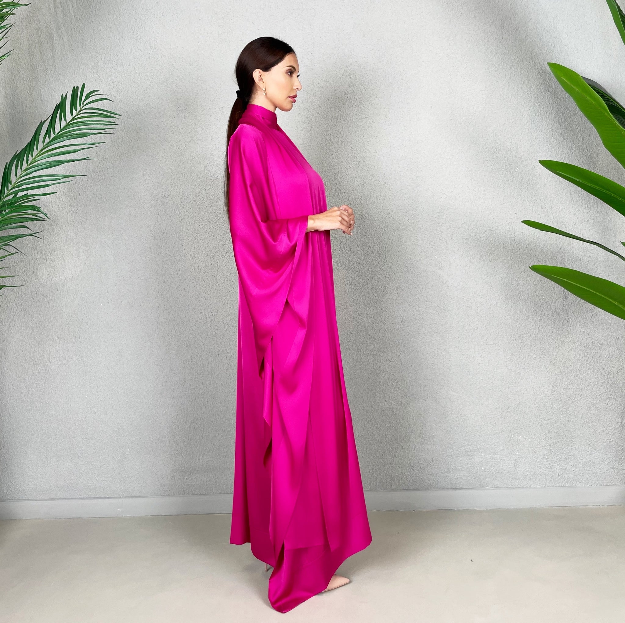 RAM22 HOT PINK SILK SATIN KAFTAN