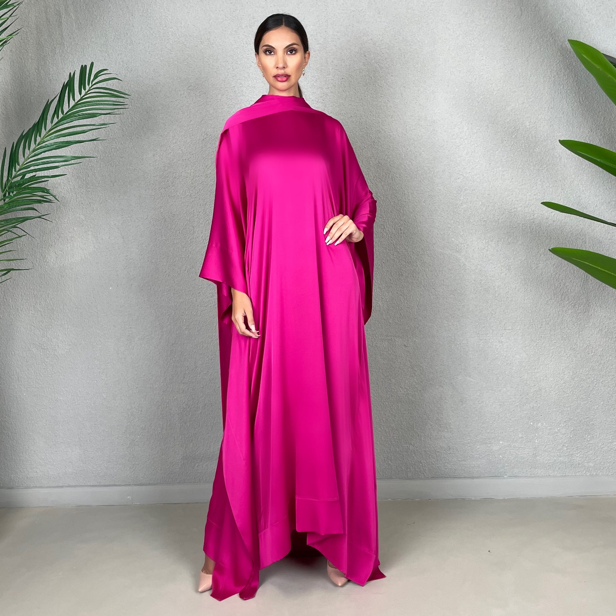 RAM22 HOT PINK SILK SATIN KAFTAN