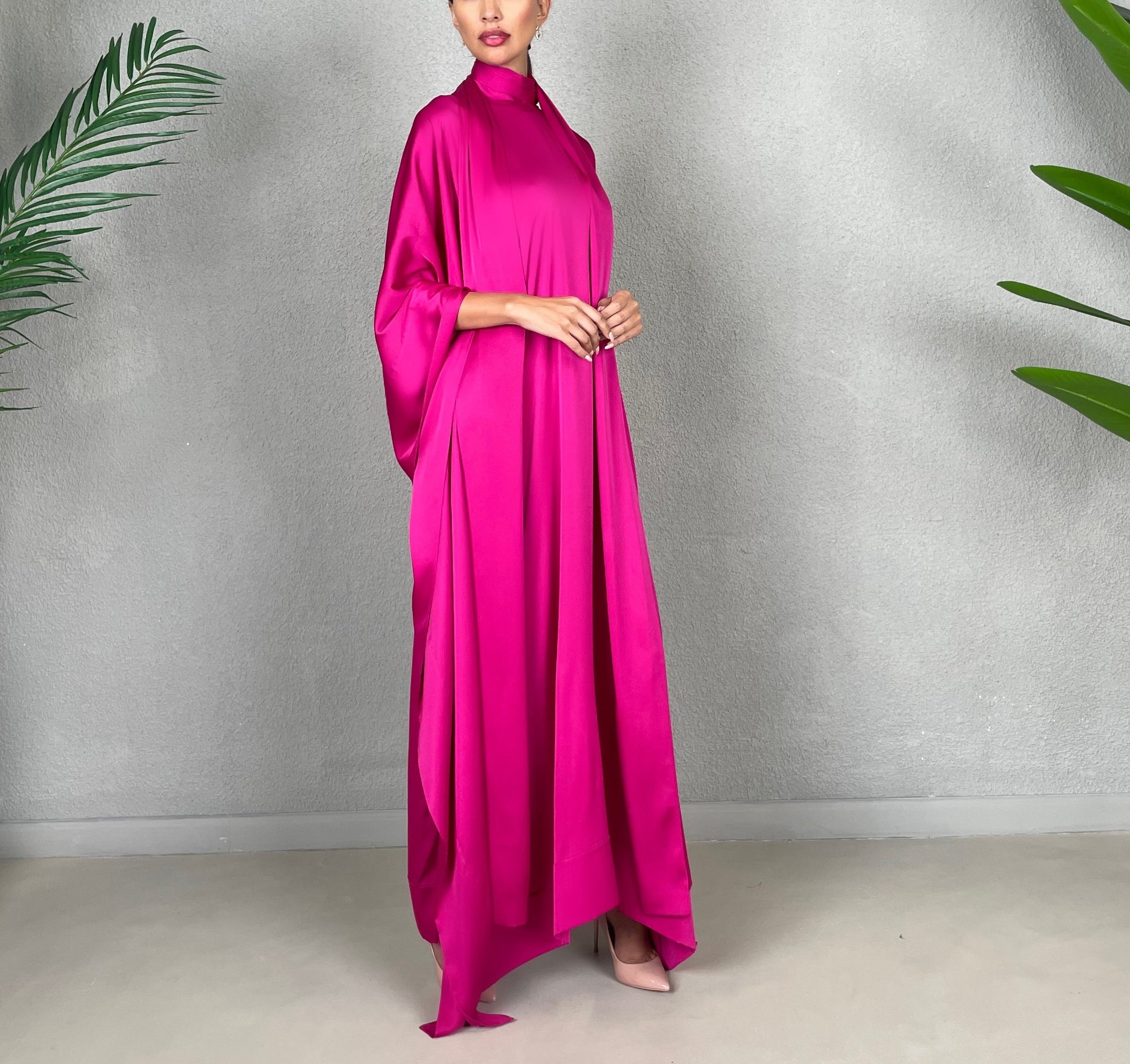 RAM22 HOT PINK SILK SATIN KAFTAN