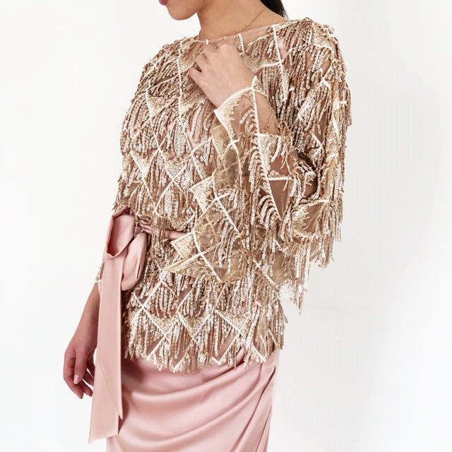 AW18 ROSE GOLD SEQUINS & TASSELS BLOUSE