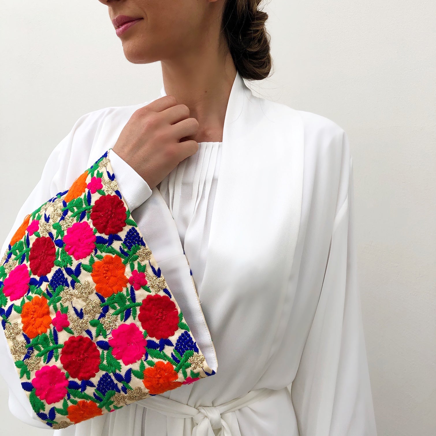 RAM19 INDIAN ROSE WHITE CHIFFON  ABAYA