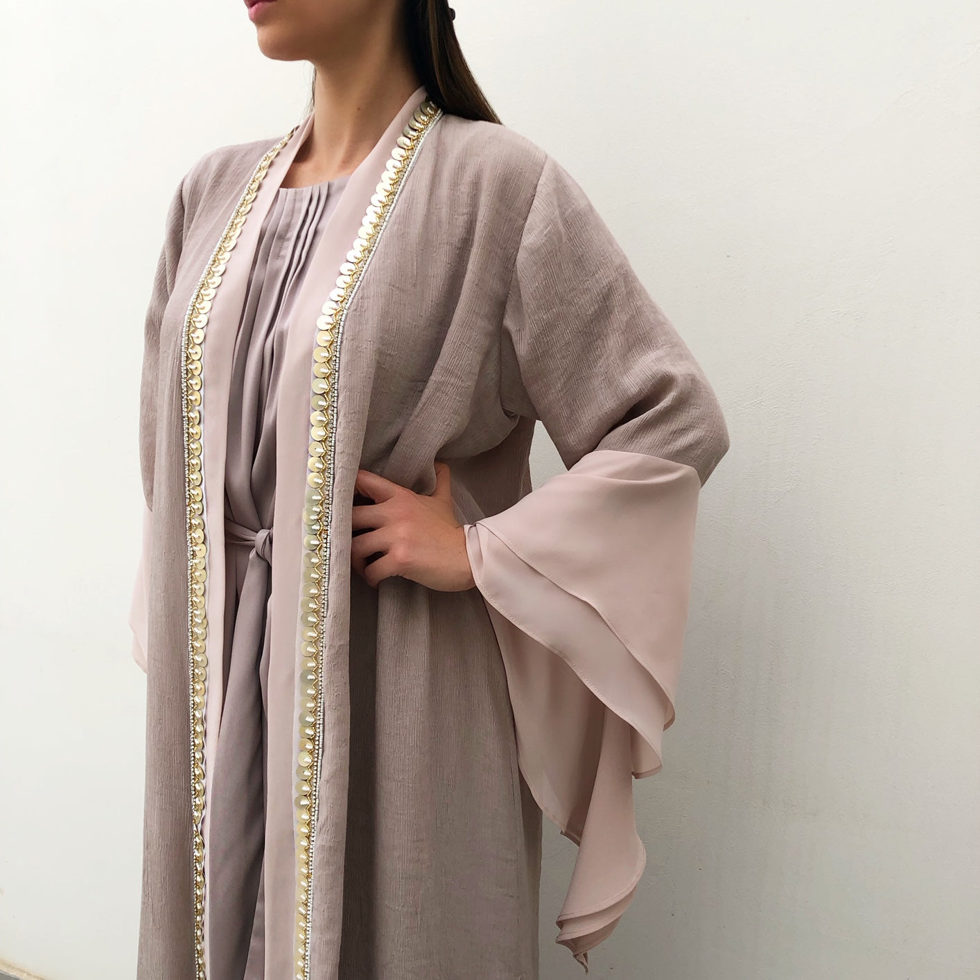 RAM19 MONA PEBBLE DOUBLE LAYER ABAYA