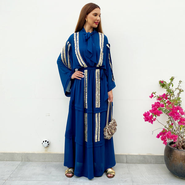 RAM21 LEILA TEAL GEORGETTE KAFTAN DRESS