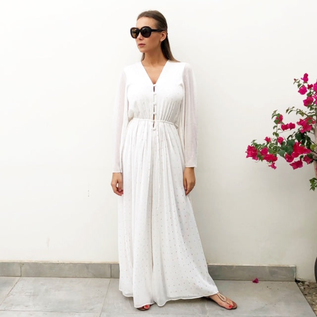 RAM19  WHITE CHIFFON JUMPSUIT